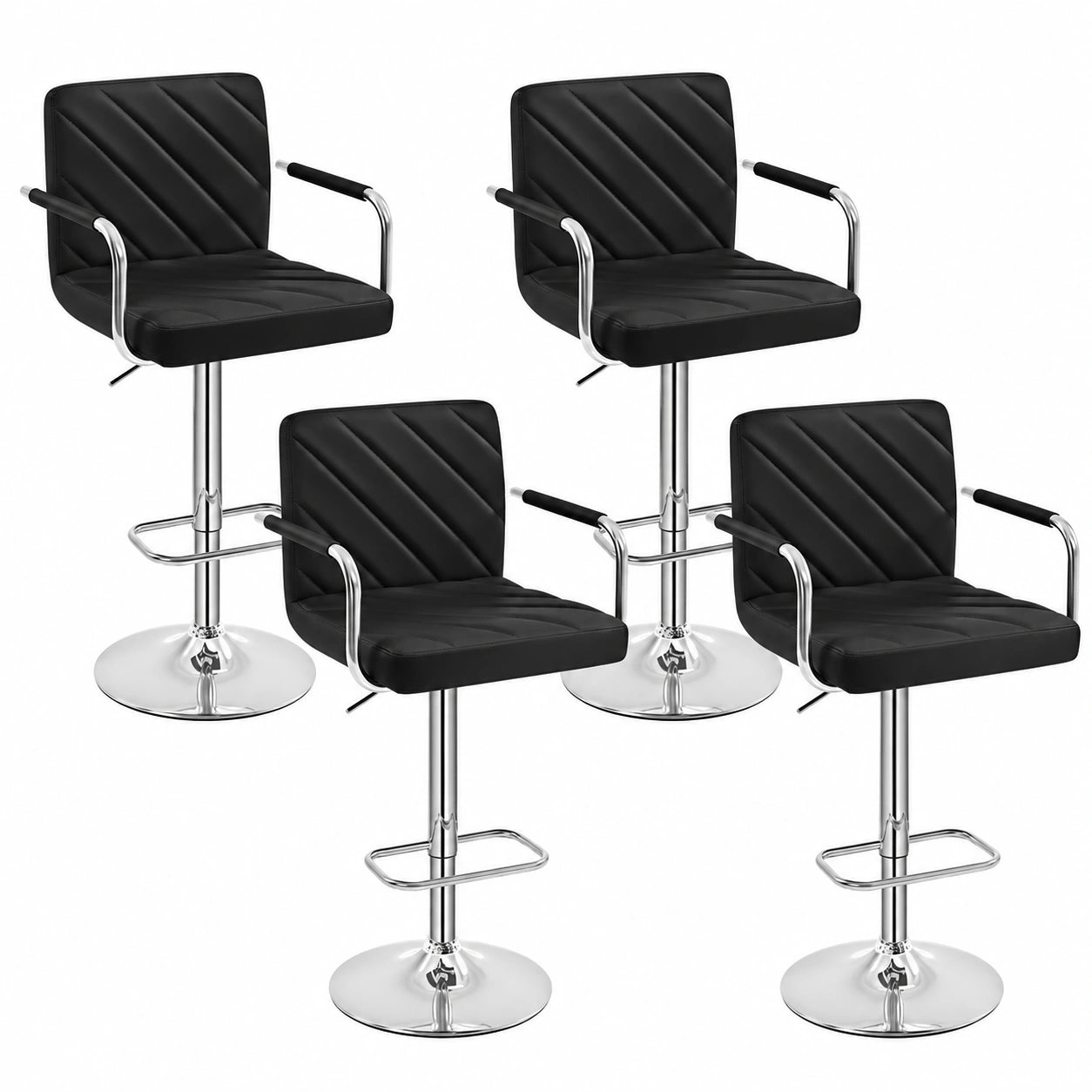 Chaise, en métal et similicuir, réglable, coloris noir, pour la salle à manger ou la cuisine