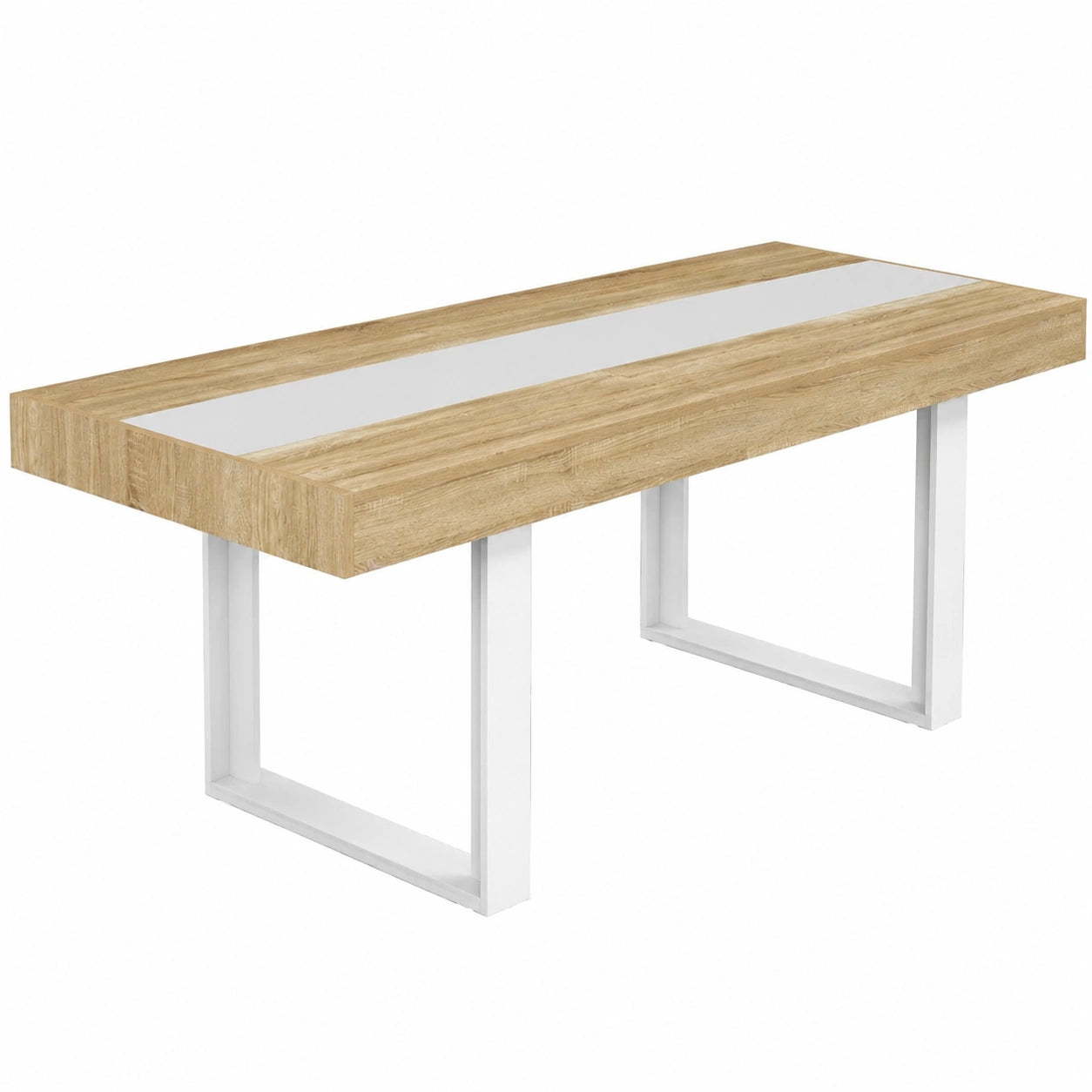 Table à manger, 8 places, extensible, coloris blanc, pour la salle à manger