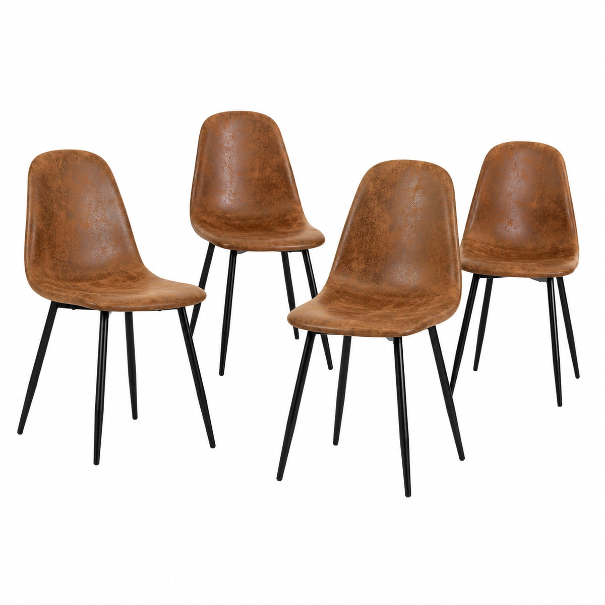 Chaise, en métal, coloris noir et marron, 4 pièces, pour la salle à manger ou la cuisine