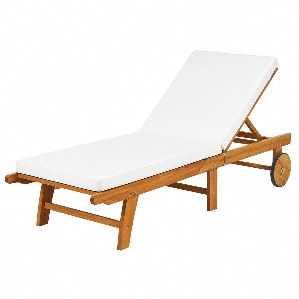 Chaise longue, réglable, sur roulettes, 195 x 68 x 90 cm, pour la terrasse ou le jardin