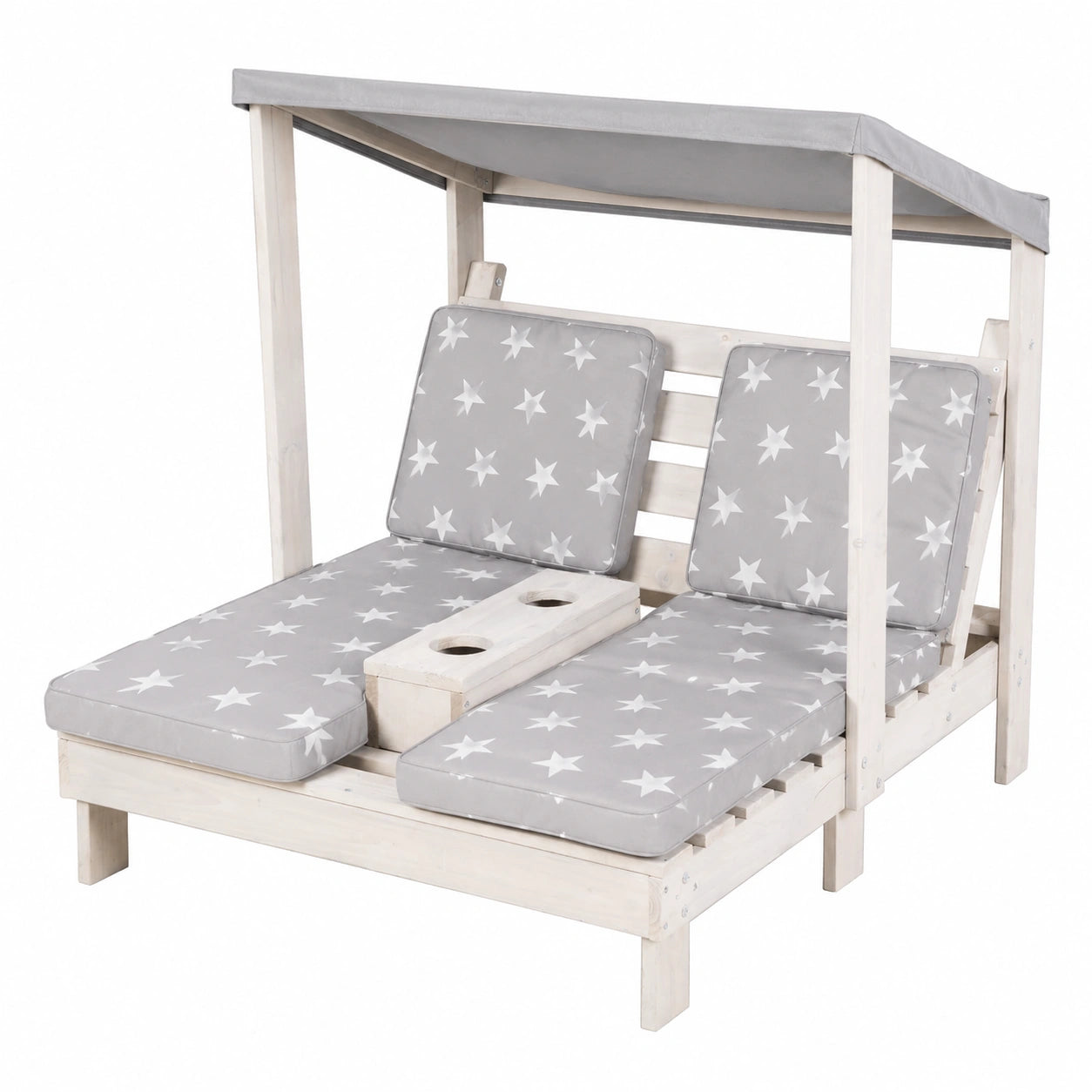 Chaise longue, avec portes, coloris gris, pour la terrasse ou le jardin