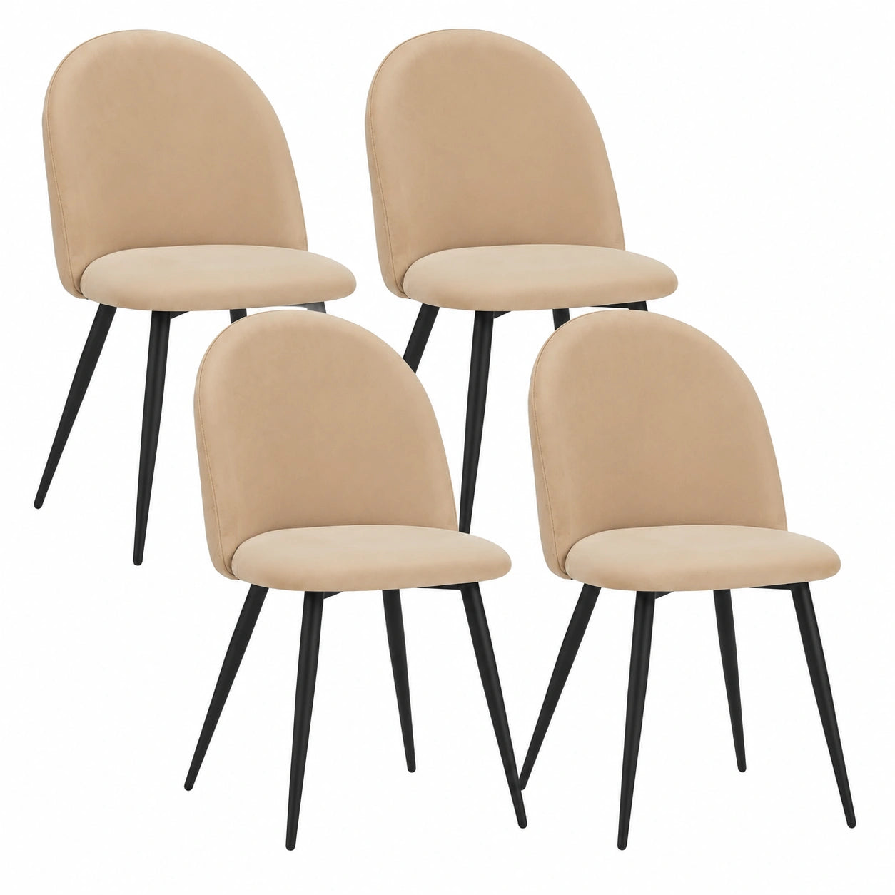 Chaise, rembourré, en velours, coloris beige, pour la salle à manger ou la cuisine