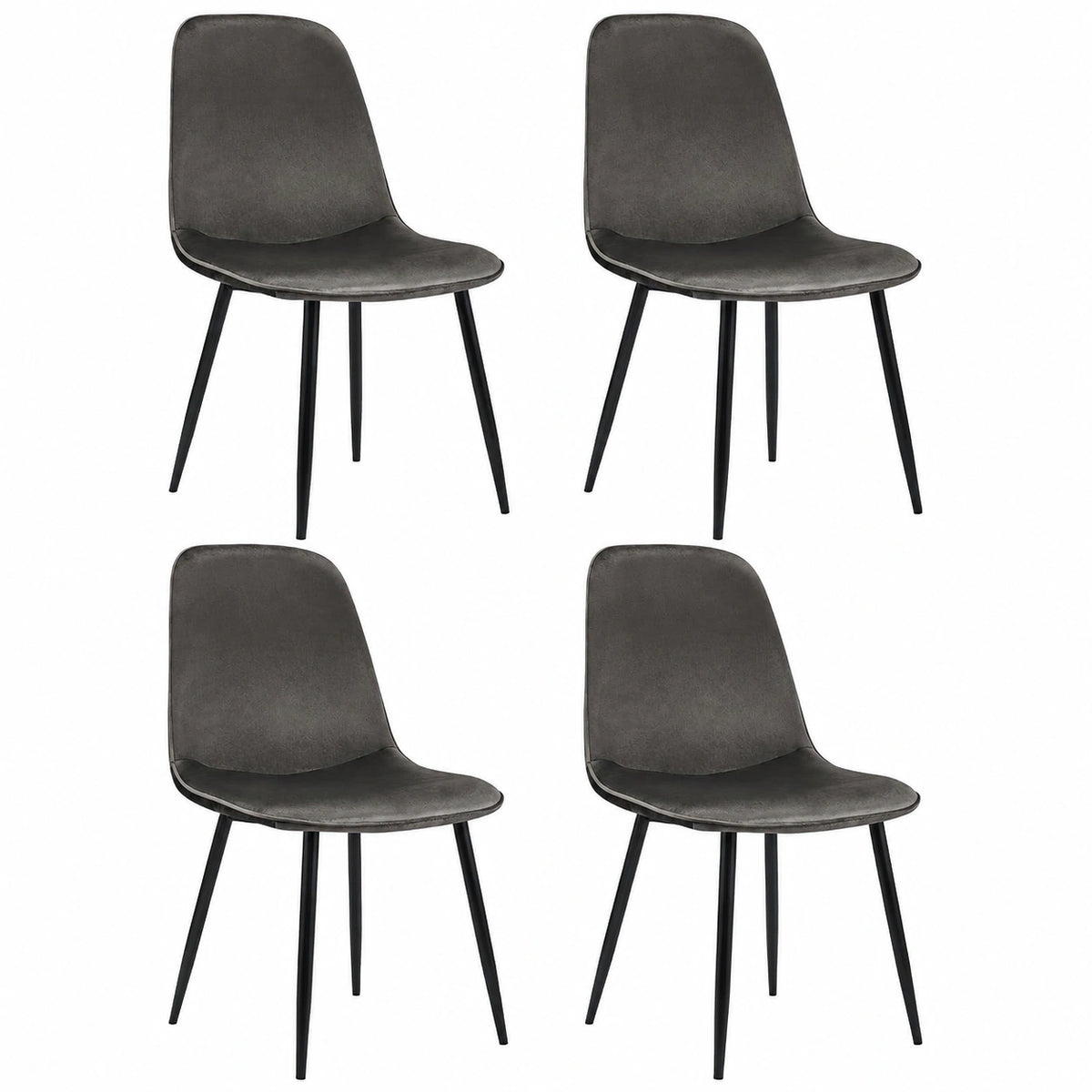 Chaise, en velours, rembourré, coloris anthracite, pour la salle à manger ou la cuisine