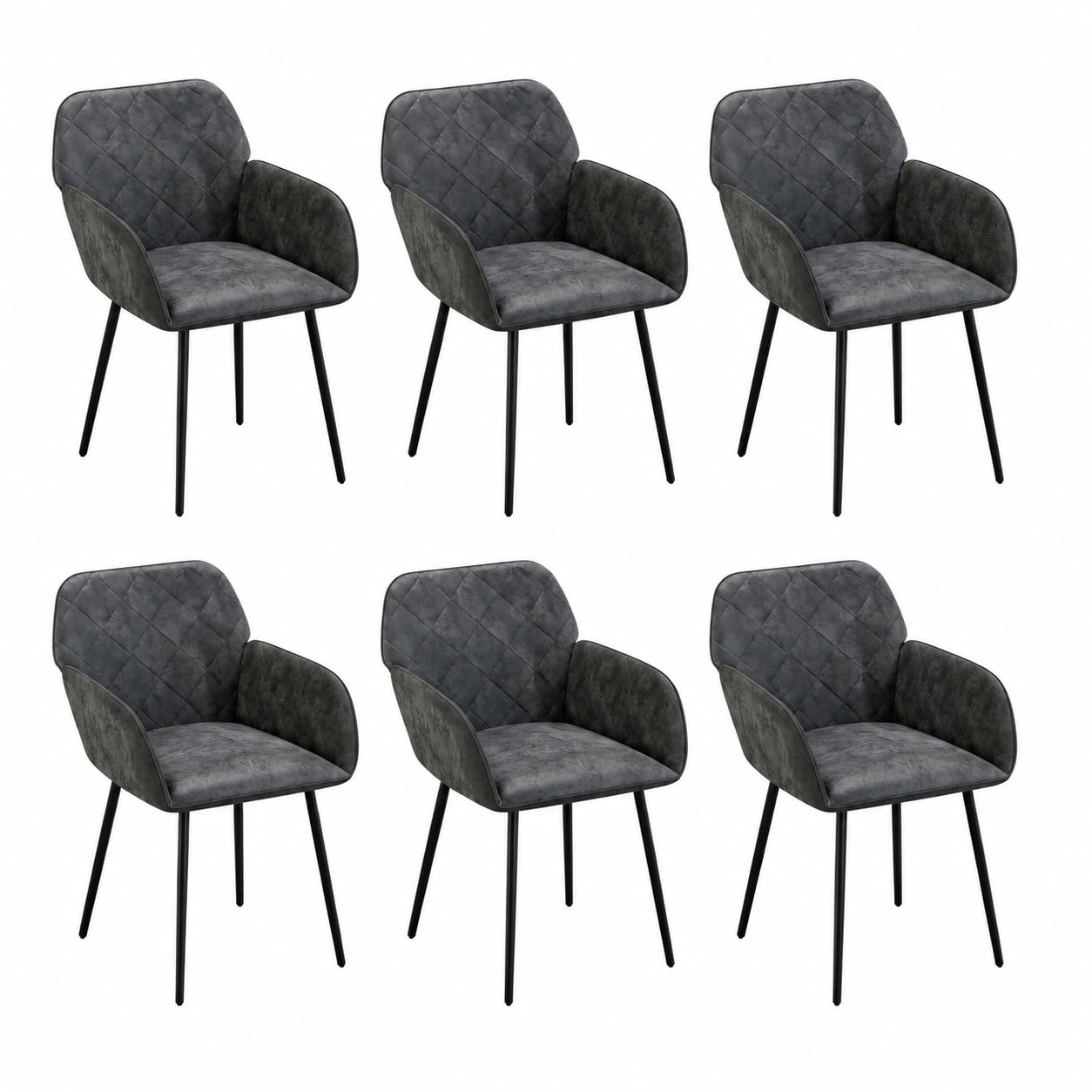 Chaise, en velours, coloris gris, 56 x 53 x 76,5 cm, pour la salle à manger ou la cuisine