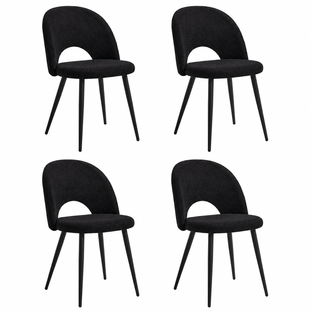 Chaise, en métal et velours, coloris noir, pour la salle à manger ou la cuisine