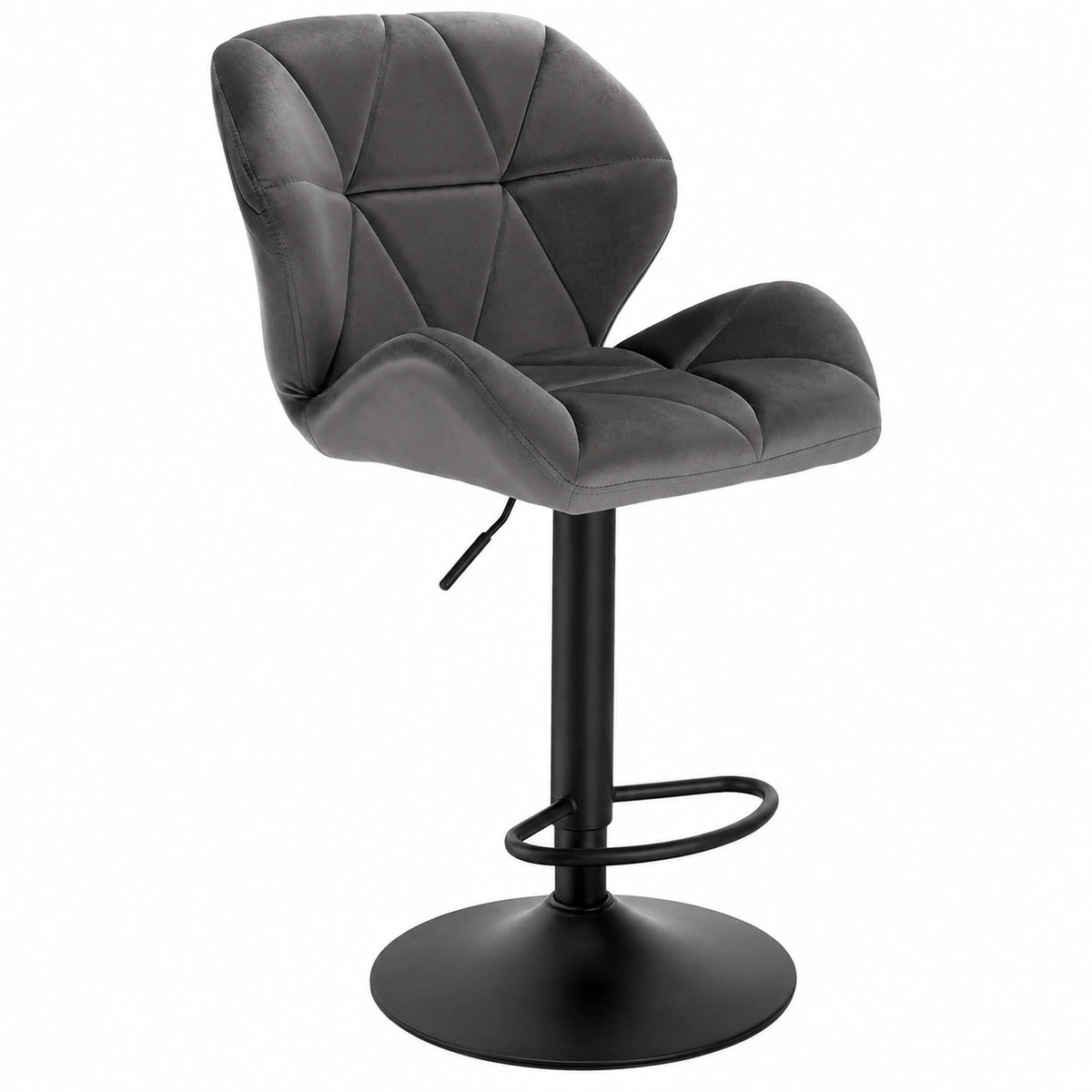 Chaise, réglable, en métal et velours, coloris gris, pour la salle à manger ou la cuisine