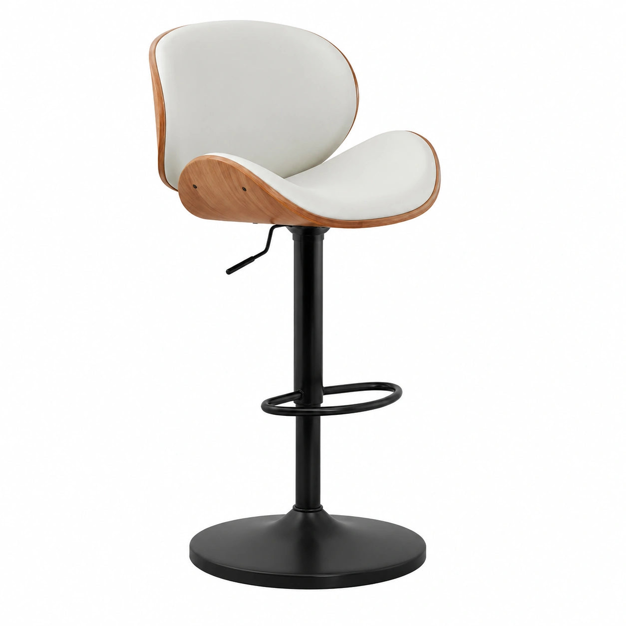 Chaise, pivotant, réglable, en similicuir, coloris blanc, pour la salle à manger ou la cuisine