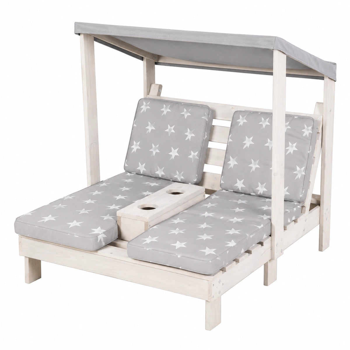 Chaise longue, avec portes, coloris gris, pour la terrasse ou le jardin