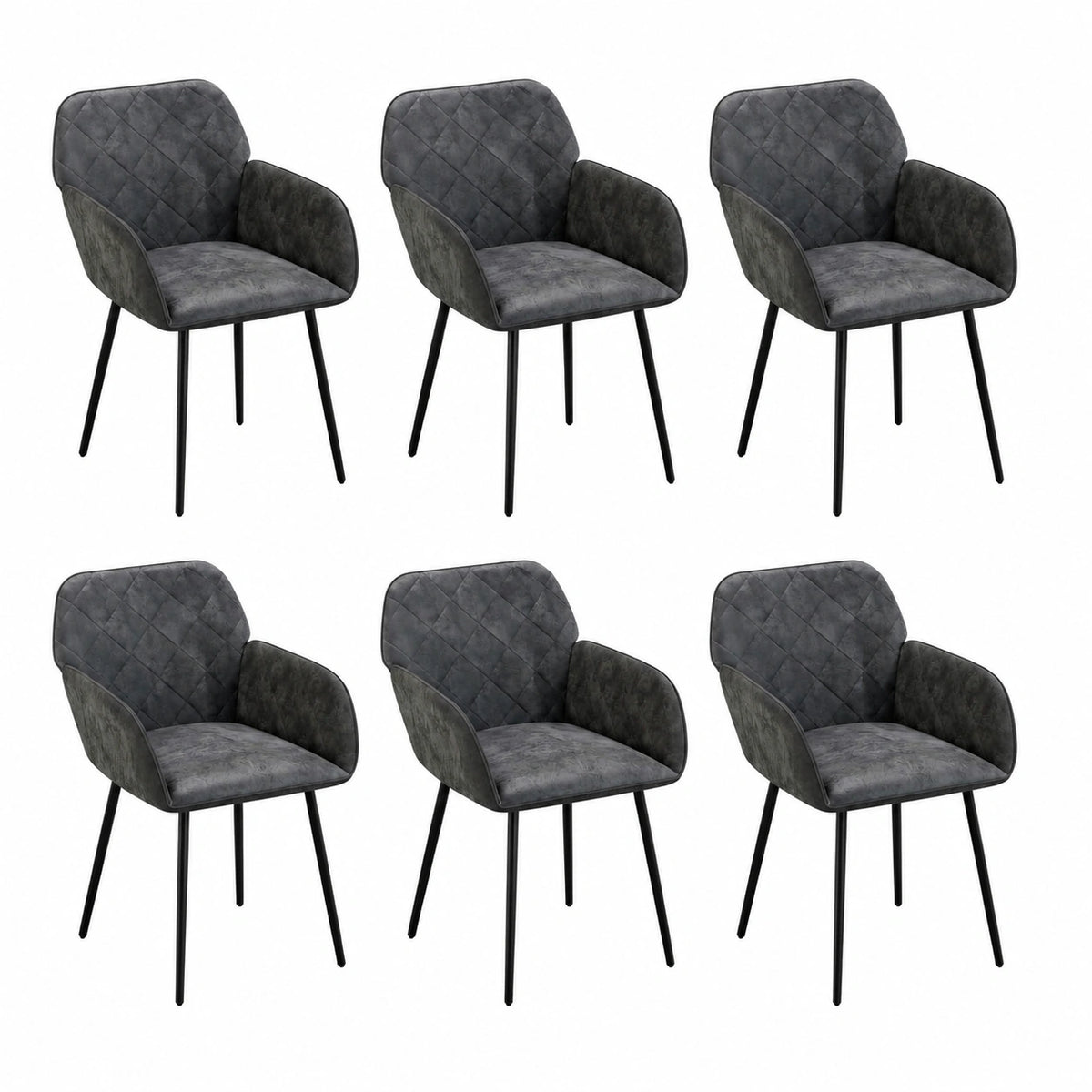 Chaise, en velours, coloris gris, 56 x 53 x 76,5 cm, pour la salle à manger ou la cuisine