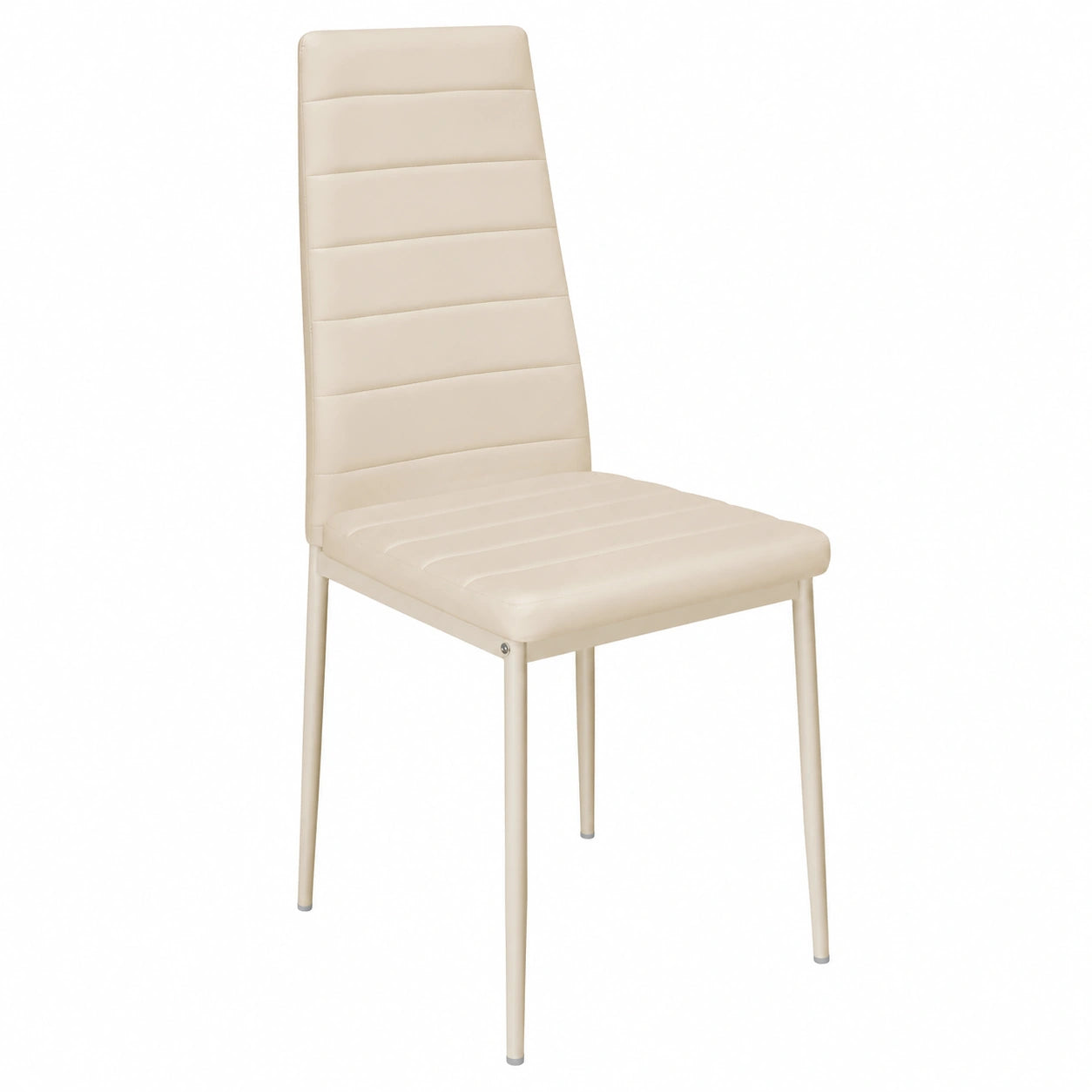 Chaise, en similicuir et cuir, rembourré, coloris beige, pour la salle à manger ou la cuisine
