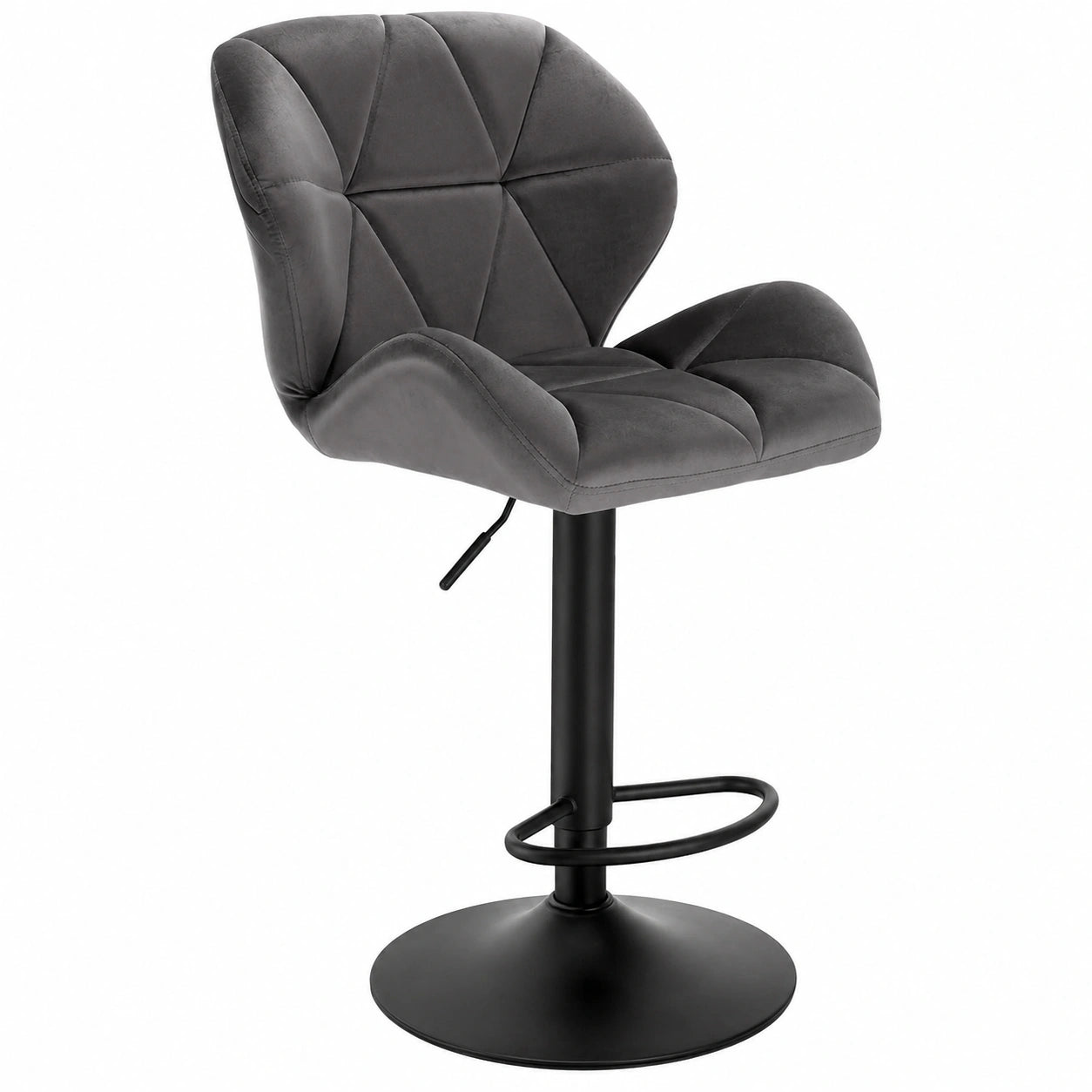 Chaise, réglable, en métal et velours, coloris gris, pour la salle à manger ou la cuisine