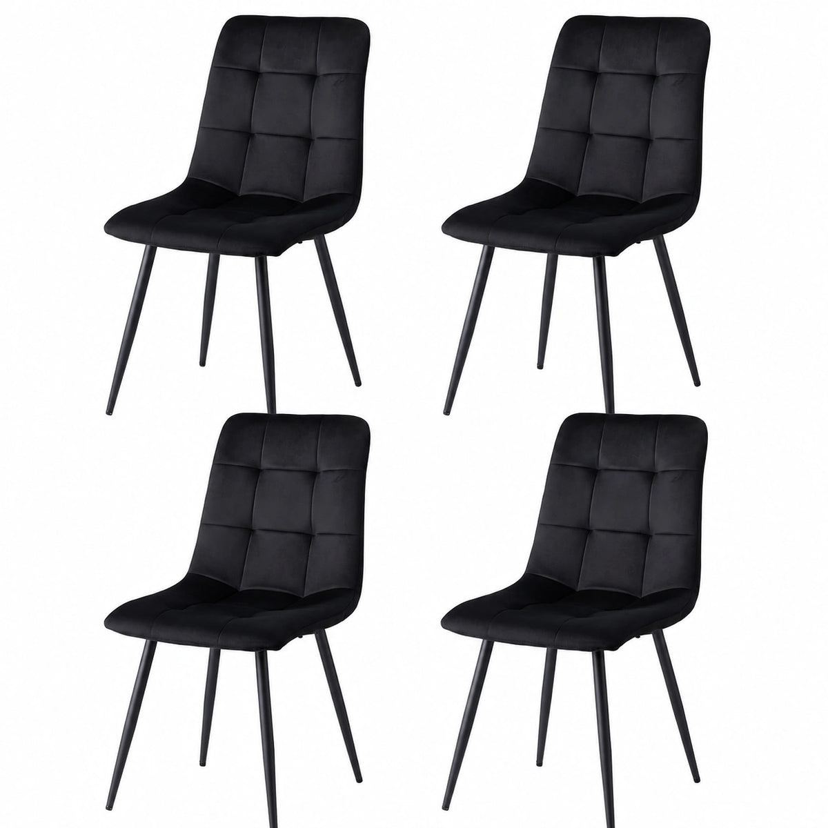 Chaise, rembourré, en métal et velours, coloris noir, pour la salle à manger ou la cuisine