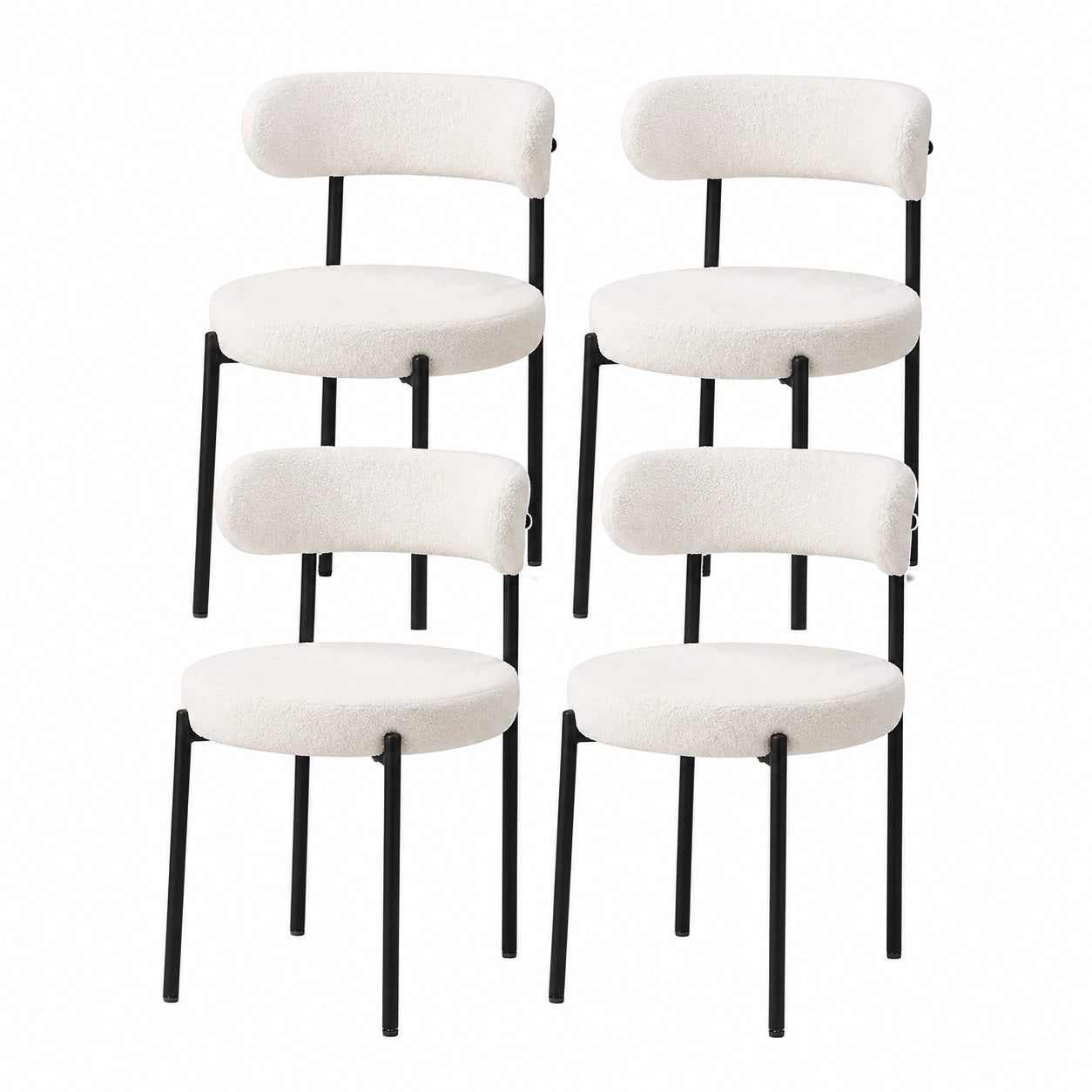 Chaise, rembourré, en velours, coloris blanc, pour la salle à manger ou la cuisine