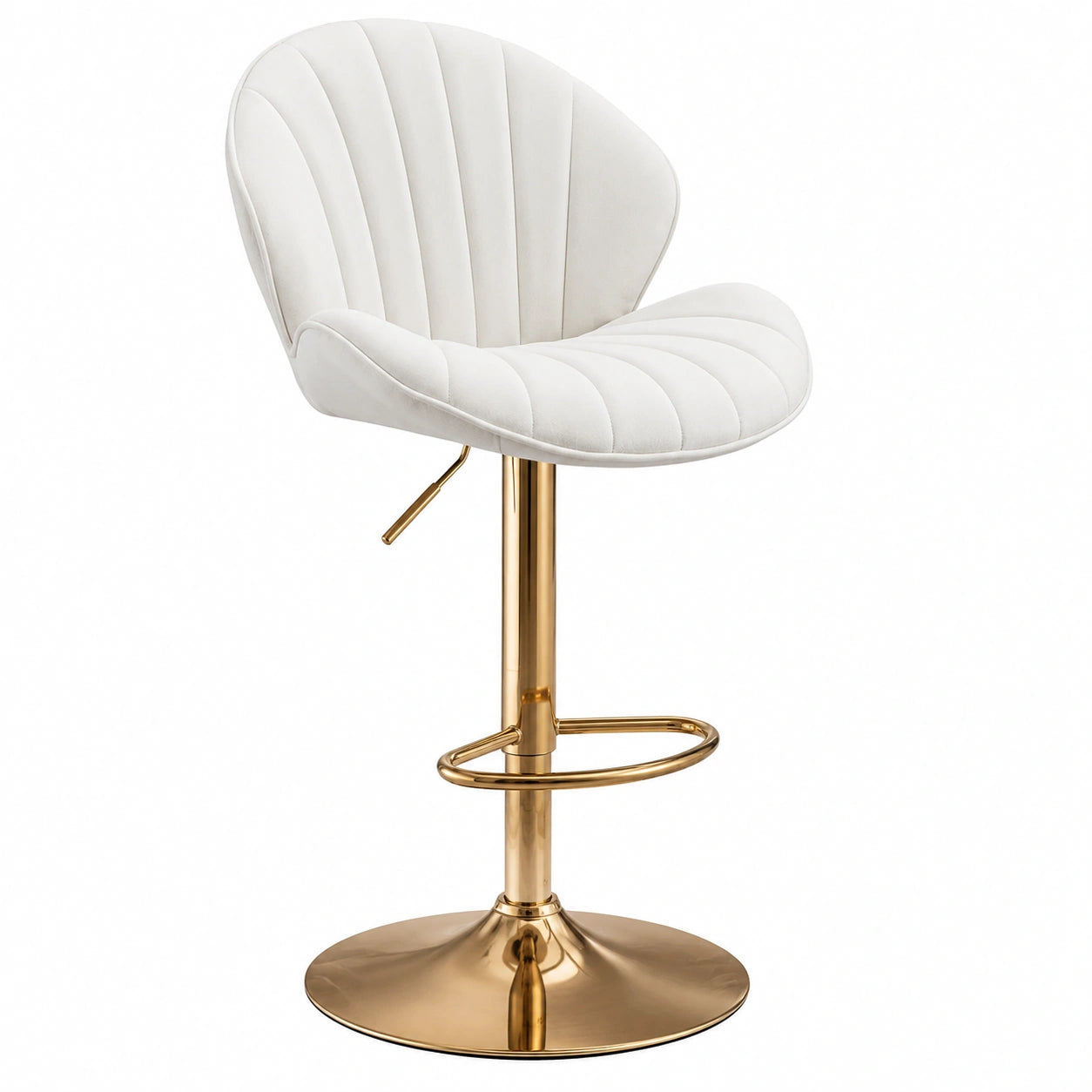 Tabouret, en velours, pivotant, coloris beige, pour la cuisine ou l’espace repas