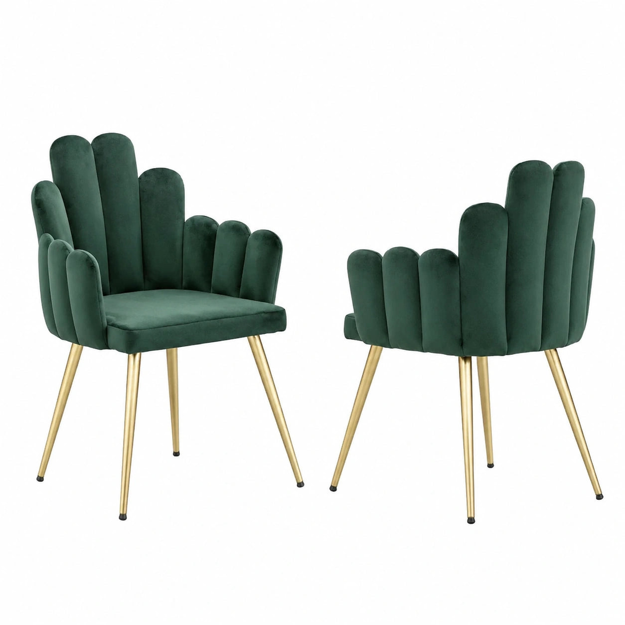Chaise, en velours, coloris vert et doré, pour la salle à manger ou la cuisine